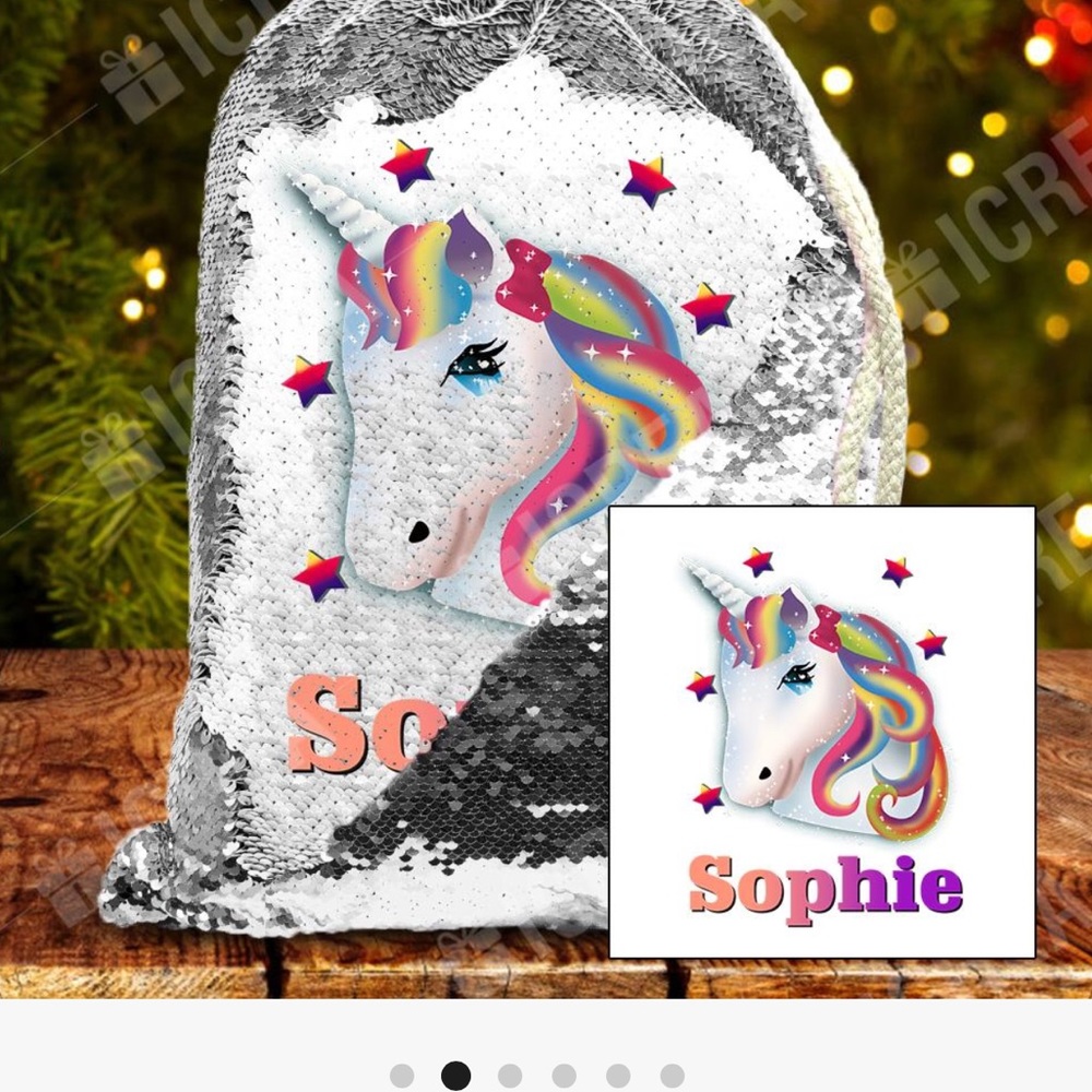 Personalized Unicorn Drawstring Sequin Backpack